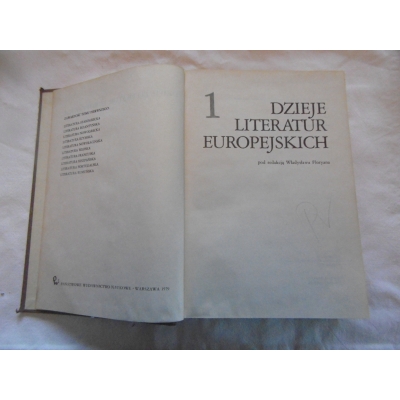 Pr.zb.  DZIEJE LITERATUR EUROPEJSKICH  Tom I