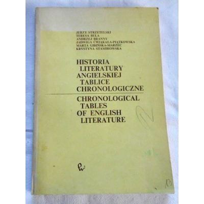 Pr. zb. HISTORIA LITERATURY ANGIELSKIEJ  TABLICE CHRONOLOGICZNE