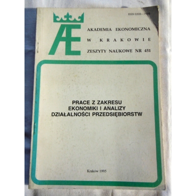 Pr. zb.  PRACE Z ZAKRESU EKONOMIKI I ANALIZY DZIAŁALNOŚCI PRZEDSIĘBIORSTW